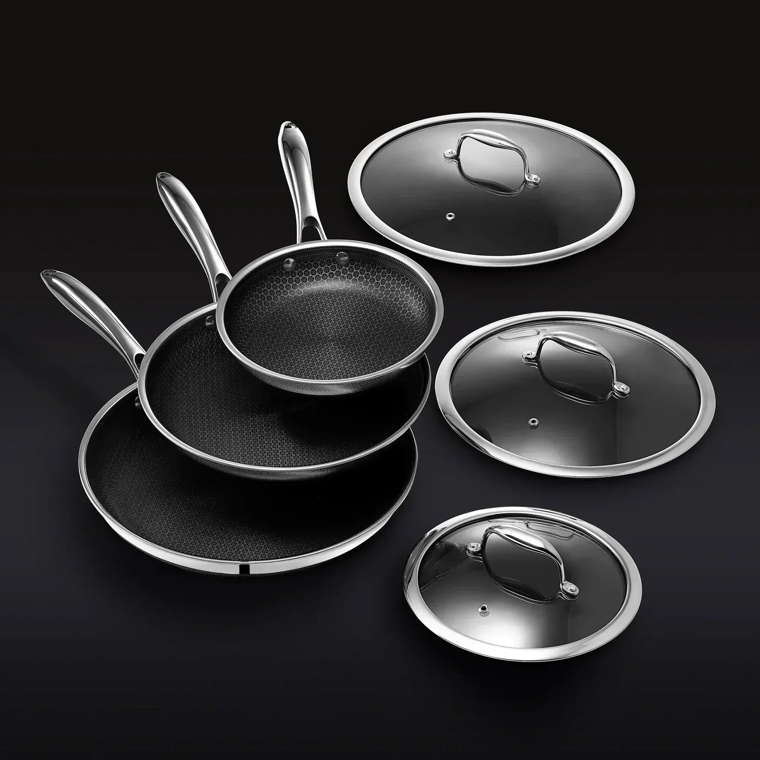 Hybrid Fry Pan Set With Lids, 6-pc
